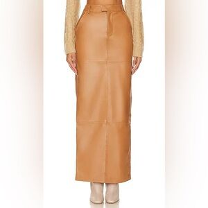 CAMILA COELHO: LEATHER MAXI SKIRT